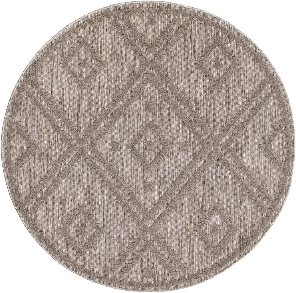 carpet city In-& Outdoor Teppich - Rund 120 cm - für Innen-& Aussenbereich - Wetterfest Balkon-Teppi