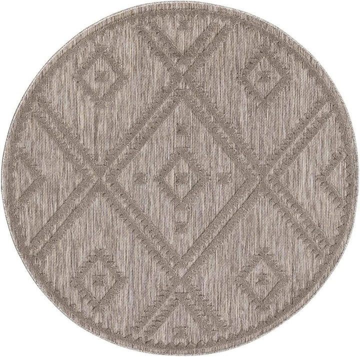carpet city In-& Outdoor Teppich - Rund 120 cm - für Innen-& Aussenbereich - Wetterfest Balkon-Teppi
