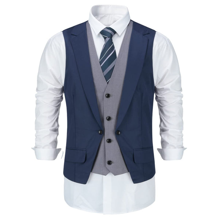 Allthemen Herren Anzugweste mit Schichten V-Ausschnitt Western Weste Slim Fit Layered Herrenweste Bu