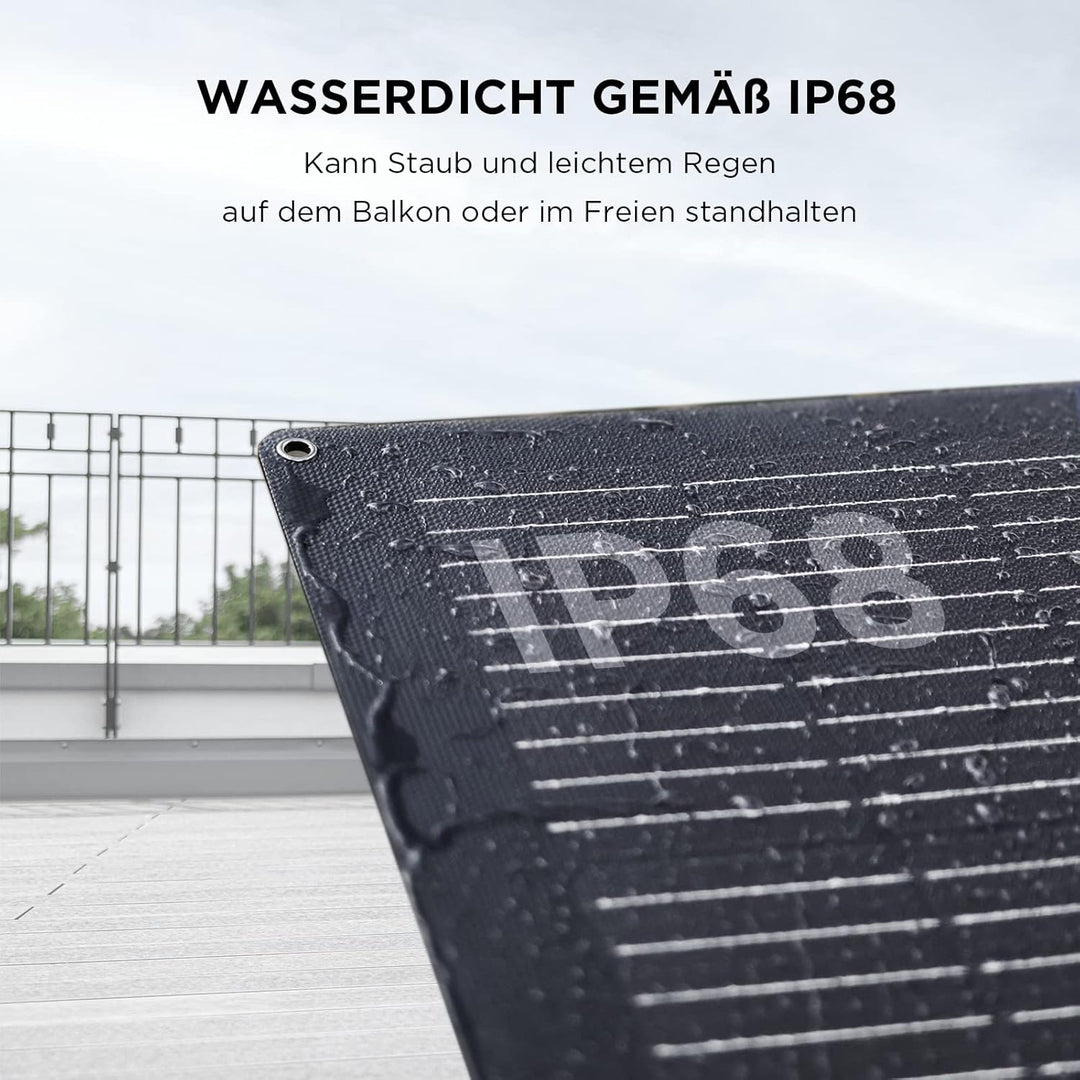 Ecoflow 100W Solar Panel Flexibles Monokristallines Solarpanel IP68 hocheffizient Solarmodul Solarze