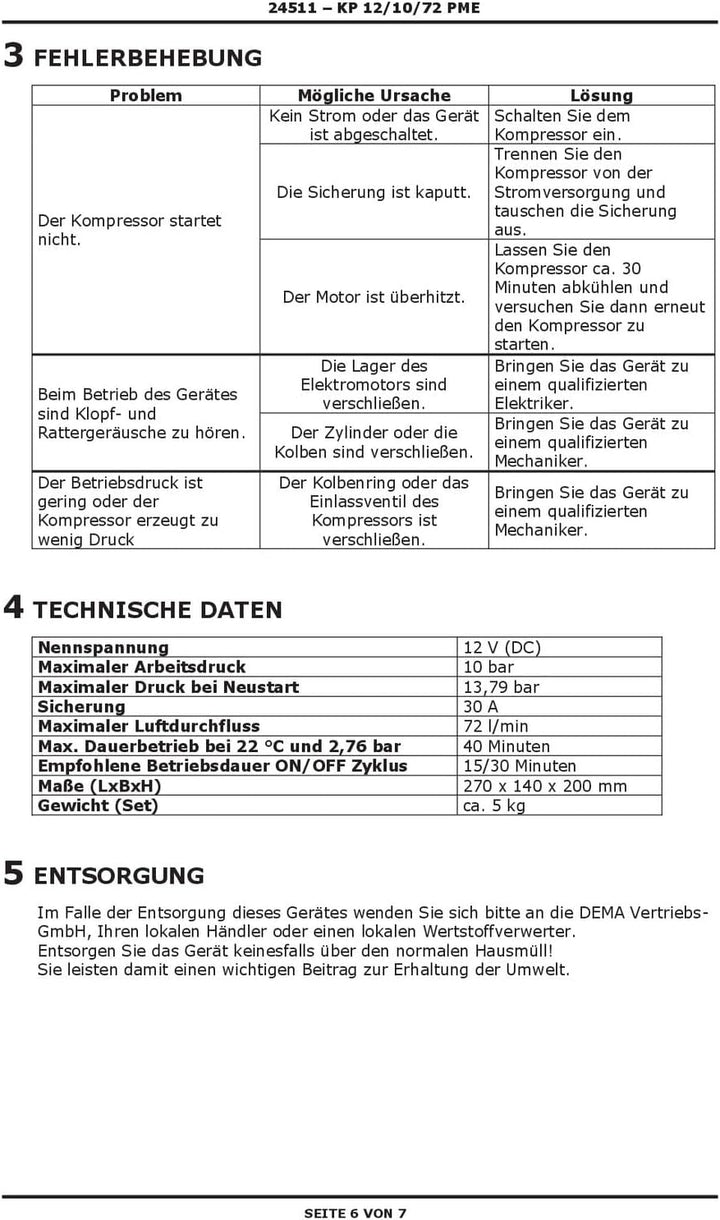 12 Volt Mobiler Kompressor mit Zubehör Tasche Reifenfüller Spiralschlauch usw.