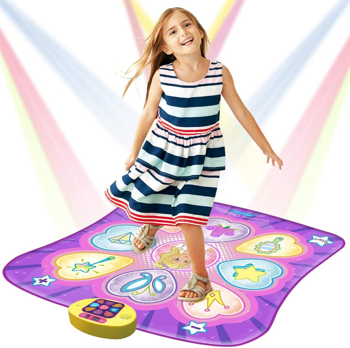 SUNLIN Tanzmatte Spielzeug Geschenk für Mädchen von 3 4 5 6 Jahren, Tanzunterlage mit LED-Lichtern,
