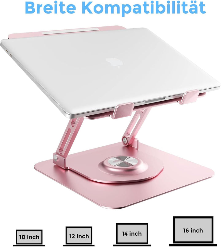 Epherie Laptop Ständer mit 360° drehbarem rundem Basis, Höhenverstellbarer ergonomischer Laptopständ