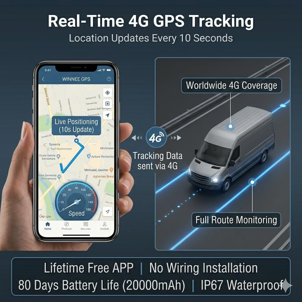 TKMARS TK918 Auto GPS-Tracker, 20000mAh. Langlebiger Akku, Starkes magnetisches Echtzeit-GPS-Trackin