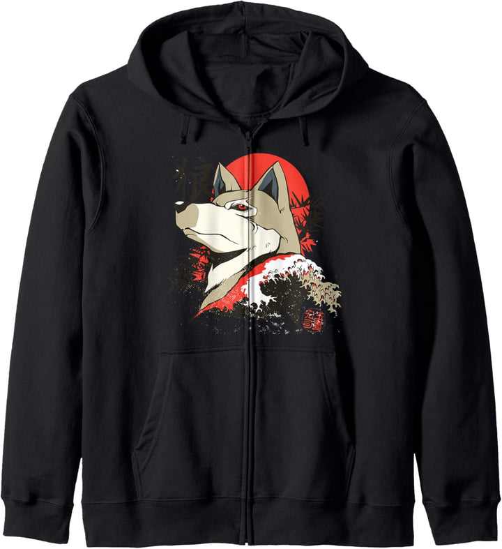 Japanischer Anime Samurai Wolf - Anime Manga Kapuzenjacke