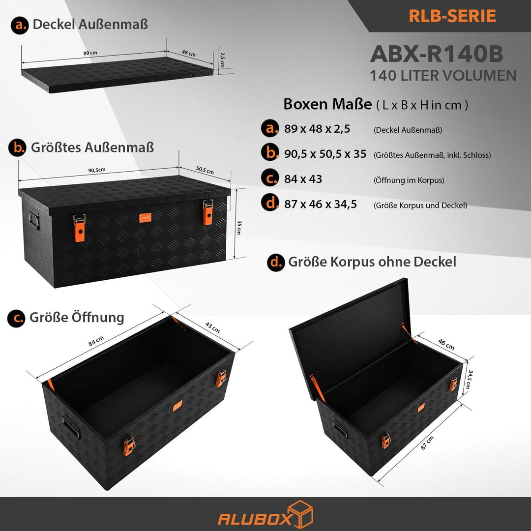 alubox Werkzeugkiste Riffelblech ABX-RL140B Aluminium 1,5mm Werkzeugkiste leicht und robust 140 Lite