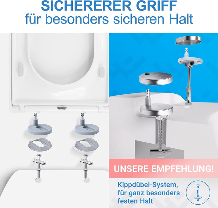 Toilettendeckel mit Absenkautomatik,Urea-Duroplast WC Sitz Quick-Release Funktion zur Einfachen Rein