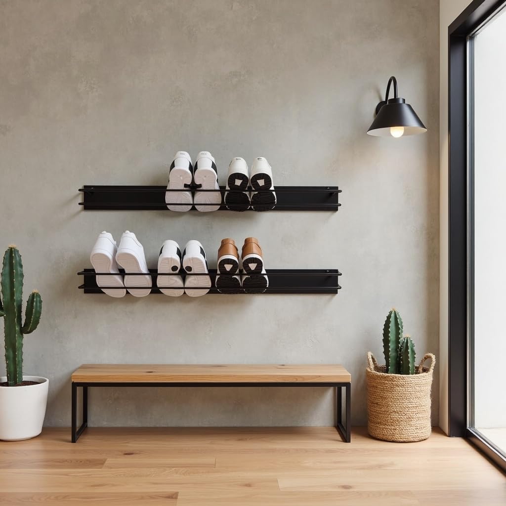 Entrata - Schuhregal Wandmontage 2er Set - Schuhaufbewahrung Hängend - Länge 78 cm - Schuhorganizer,