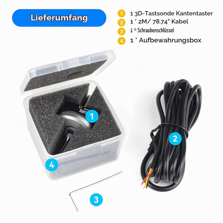 RATTMMOTOR Kantentaster,3D-Kantensucher,DC 5–24 V,Multifunktionaler CNC 3D-Kantentaster,6mm Schaft,m