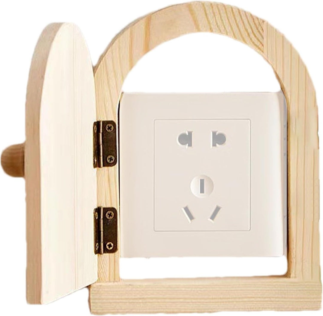 Steckdosenabdeckplatten, Feentür-Abdeckung, Holzsockel, dekorativer Rahmen, kein Bohren, Steckdosena