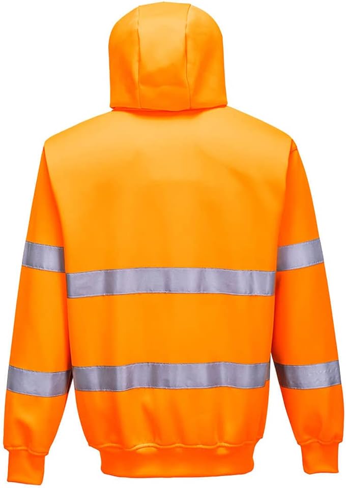 PORTWEST B305 - Warnschutz-Reissverschluss Kapuzen-Sweatshirt, 1 Stück S Orange, S Orange