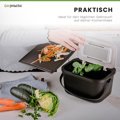 Go Practic Biomülleimer Küche Geruchsdicht Luftdichter Mülleimer Klein mit Deckel Mülltrennsystem fü
