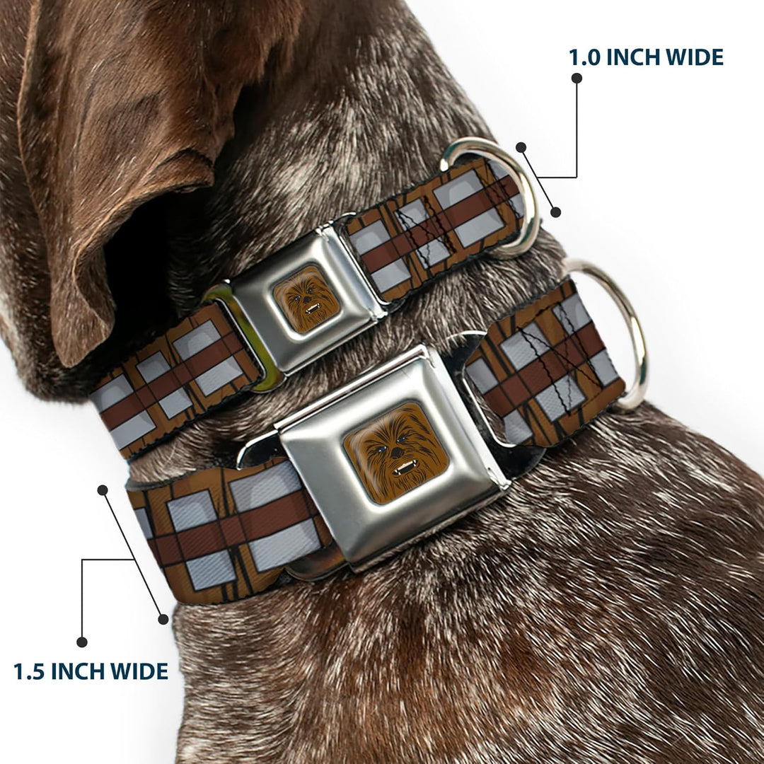 Hundehalsband mit Gurtschnalle, Star Wars, Chewbacca, Bandolier, Braun, Grau, 45,7 bis 81,3 cm, 3,8