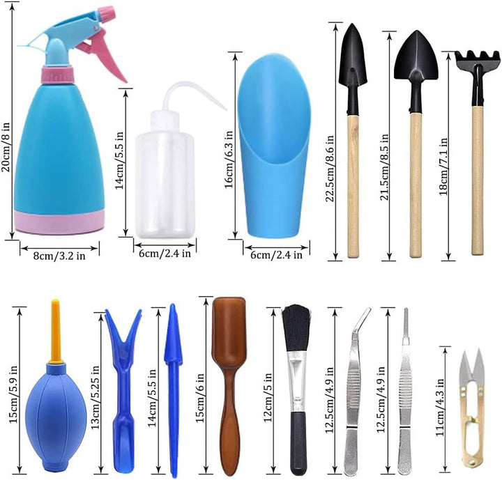 Amasawa 14 Stück Mini Garten Handwerkzeuge Set, Sukkulente Handwerkzeuge Set, Pflanz Handwerkzeuge S