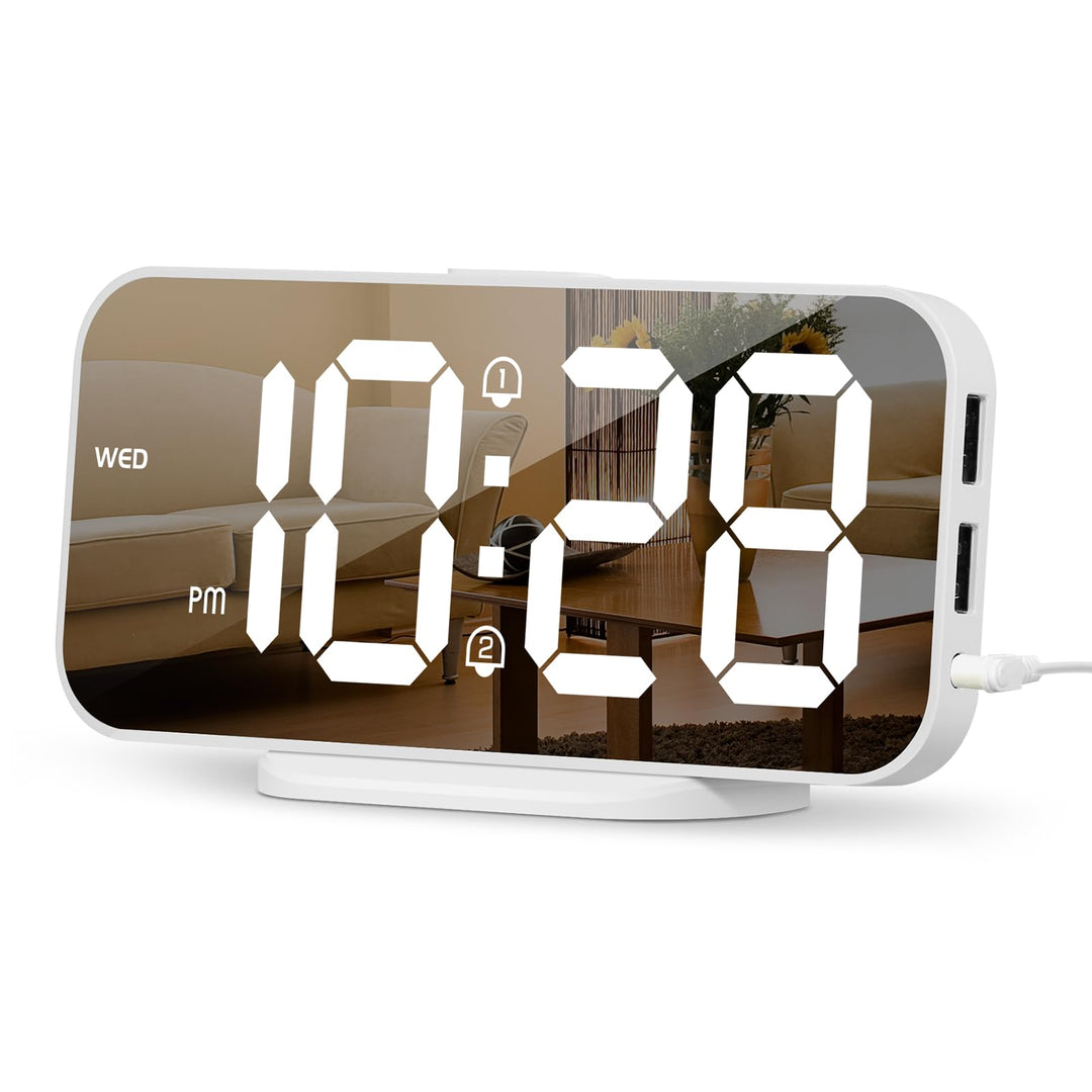 ALANAS Digitaler Wecker mit Dual-Alarmen, Spiegel-LED-Schlafzimmer-Wecker für Kinder, einstellbare H