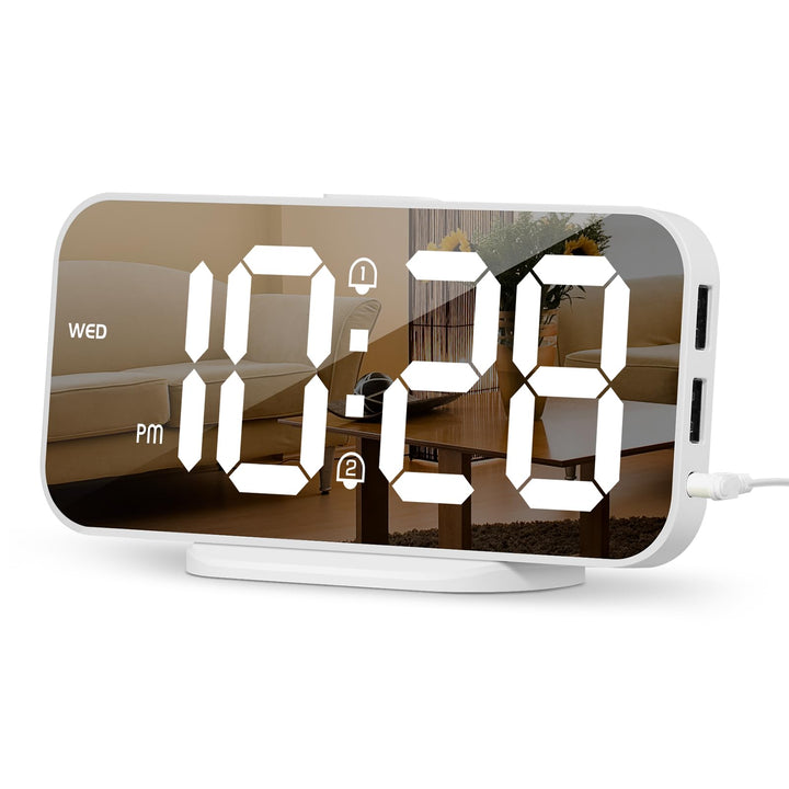 ALANAS Digitaler Wecker mit Dual-Alarmen, Spiegel-LED-Schlafzimmer-Wecker für Kinder, einstellbare H