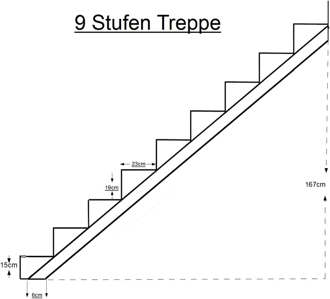 Srm-Design Stahl-Treppe Silber 9 stufig Verzinkt 167 cm