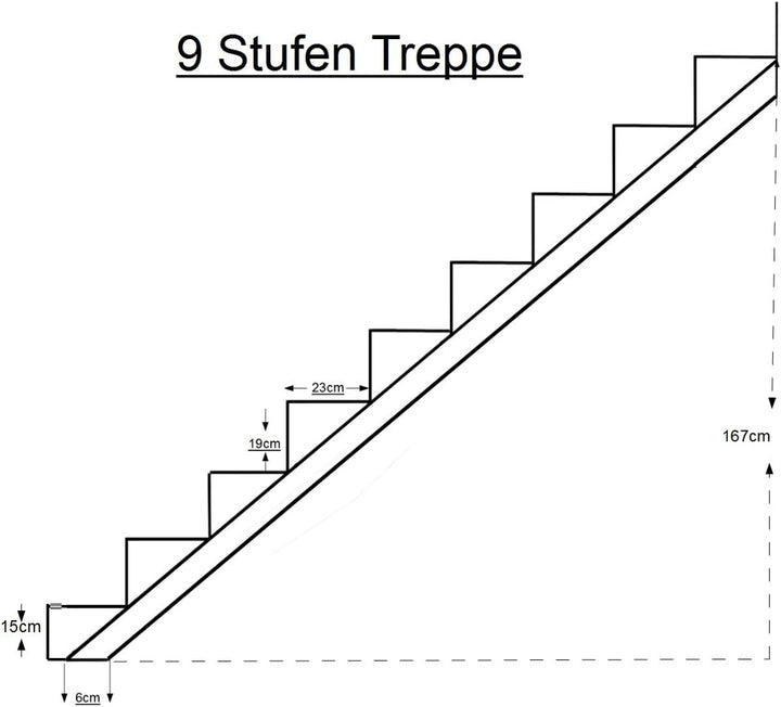 Srm-Design Stahl-Treppe Silber 9 stufig Verzinkt 167 cm