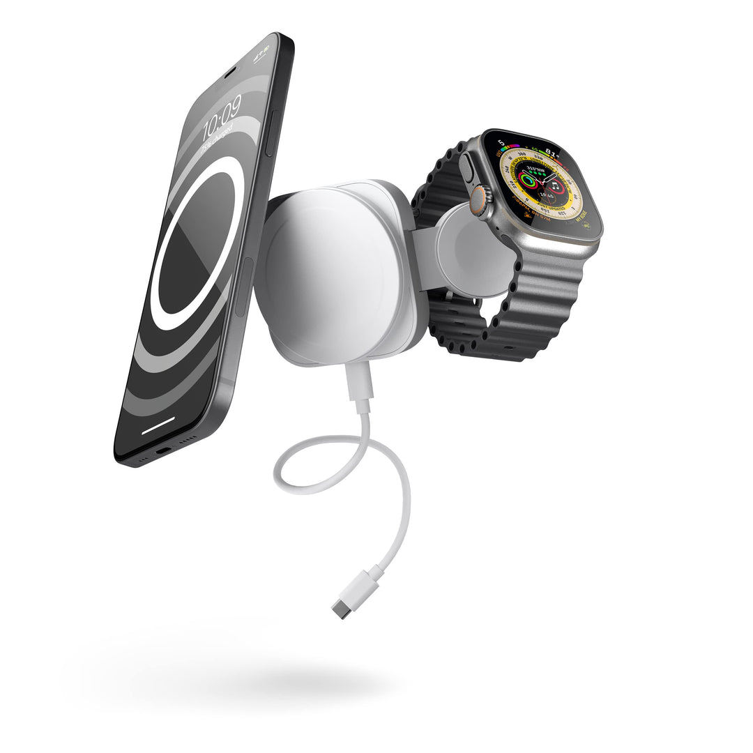 ZENS MagSafe+Watch konvertibles Reise-Ladegerät für iPhone und Apple Watch (Platzsparendes Design, T