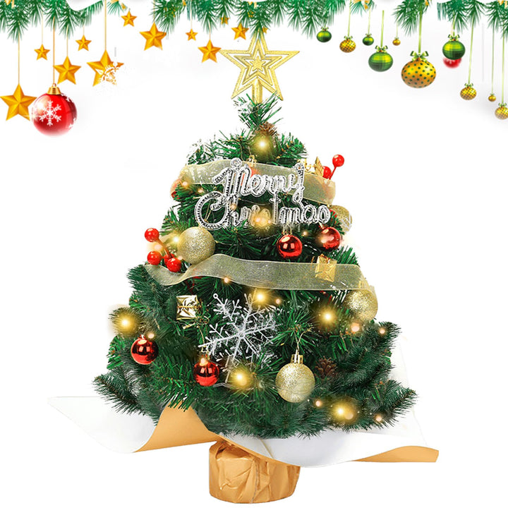 Mini Weihnachtsbaum, 60cm Kleiner Weihnachtsbaum mit LED Beleuchtung Grün Künstlicher Weihnachtsbaum