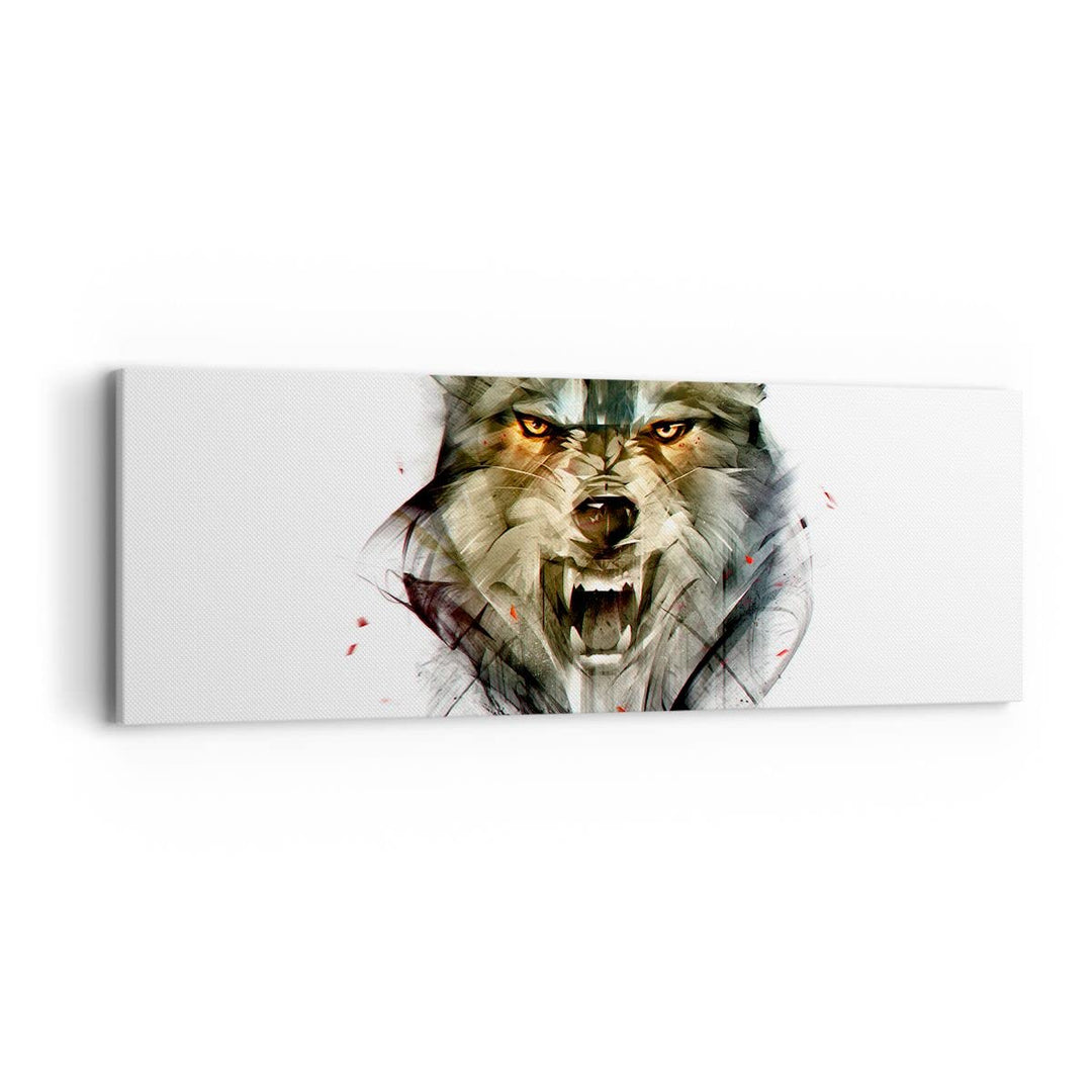 Panorama Bilder auf Leinwand Wolf Tier Wald Leinwandbild mit Rahmen 90x30cm Wandbilder Dekoration Wo