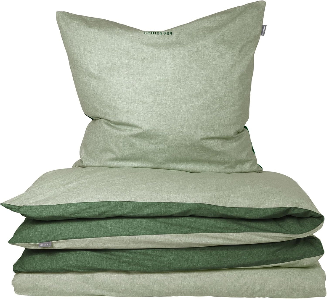 Schiesser Wende-Bettwäscheset Doubleface in angenehm glatter Renforcé Qualität, Made IN Green, Farbe
