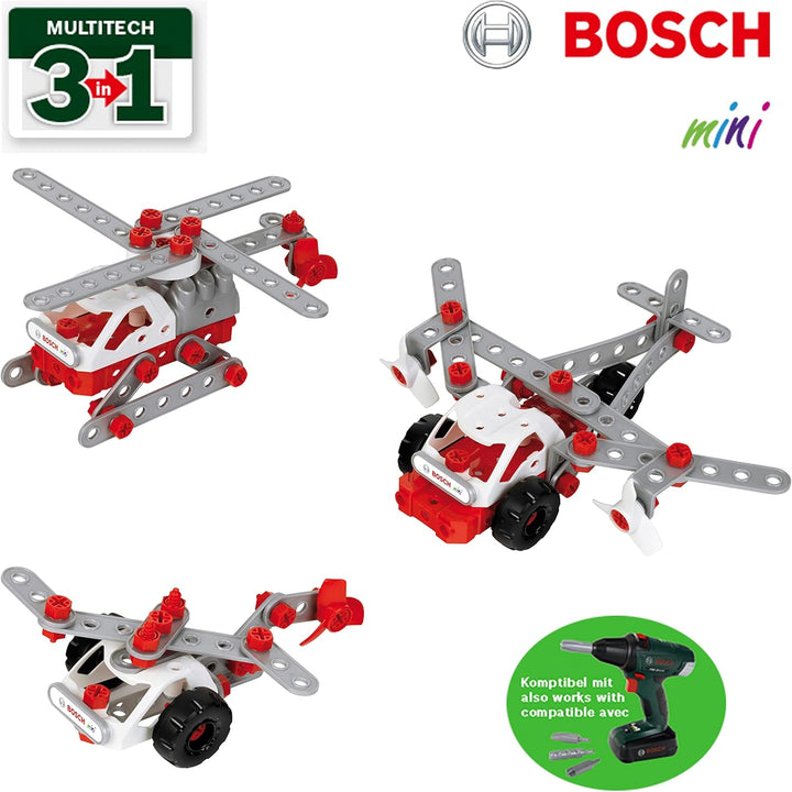 Theo Klein 8791 Bosch 3 in 1 Konstruktions-Set Helicopter Team I Zum BAU verschiedener Luftfahrzeuge