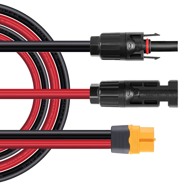 ZkeeShop Solarladekabel Solarstecker auf XT60 Adapter Stecker Anschluss von Solarpanel 12AWG Kabel f