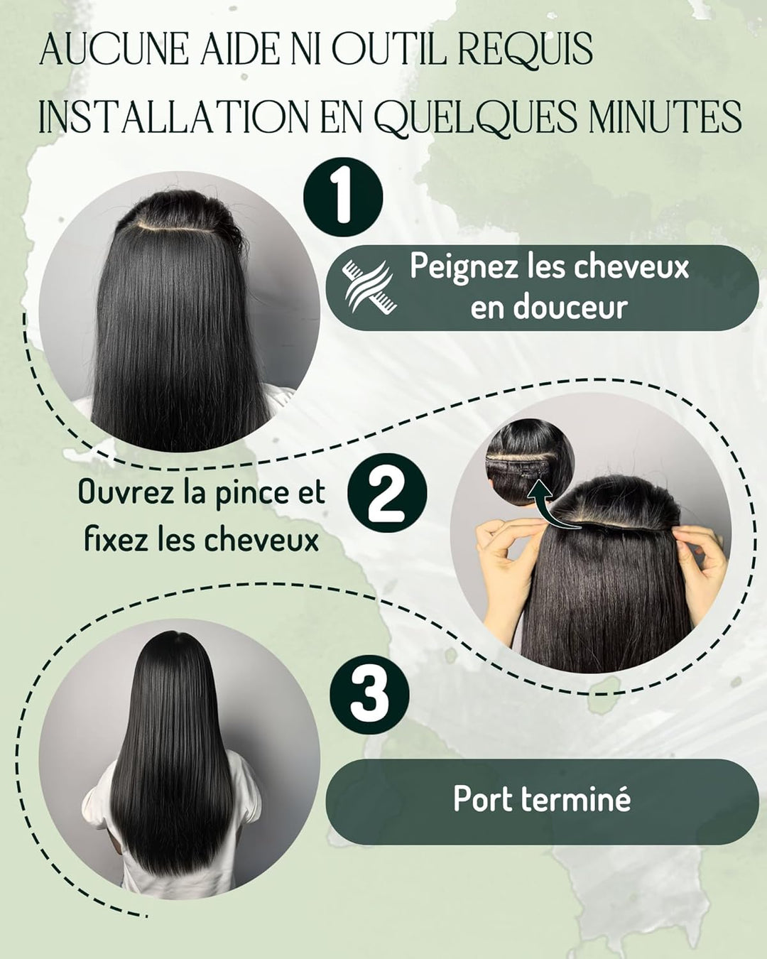 RUNATURE Clip in Extensions Echthaar Braun Highlight 35cm 3 Stück Clip Extensions Echthaar Günstig D