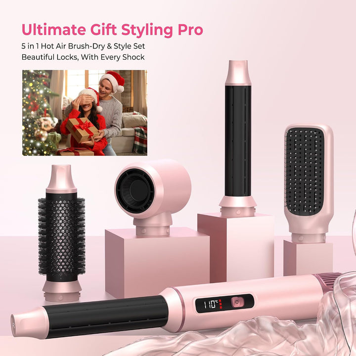 MogaWave Hair styler 5 in 1 Airbrush Haarstyler Air Styler mit LCD-Bildschirm und Temperaturanzeige