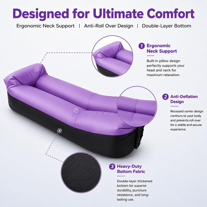 Aufblasbares Sofa, Camping Sofa Aufblasbar, Tragbares Luft Sitzsack mit Aufbewahrungstasche, Air Lou