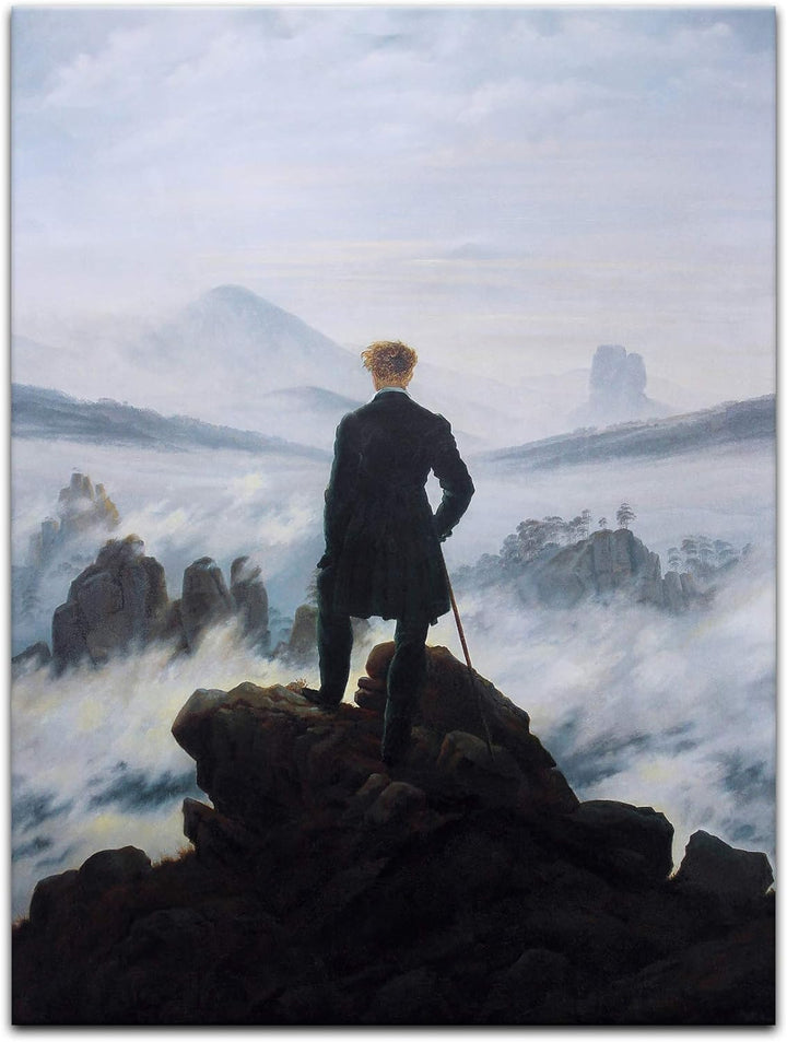 Bilderdepot24 Bild auf Leinwand | Caspar David Friedrich Der Wanderer über dem Nebelmeer in 50x60 cm