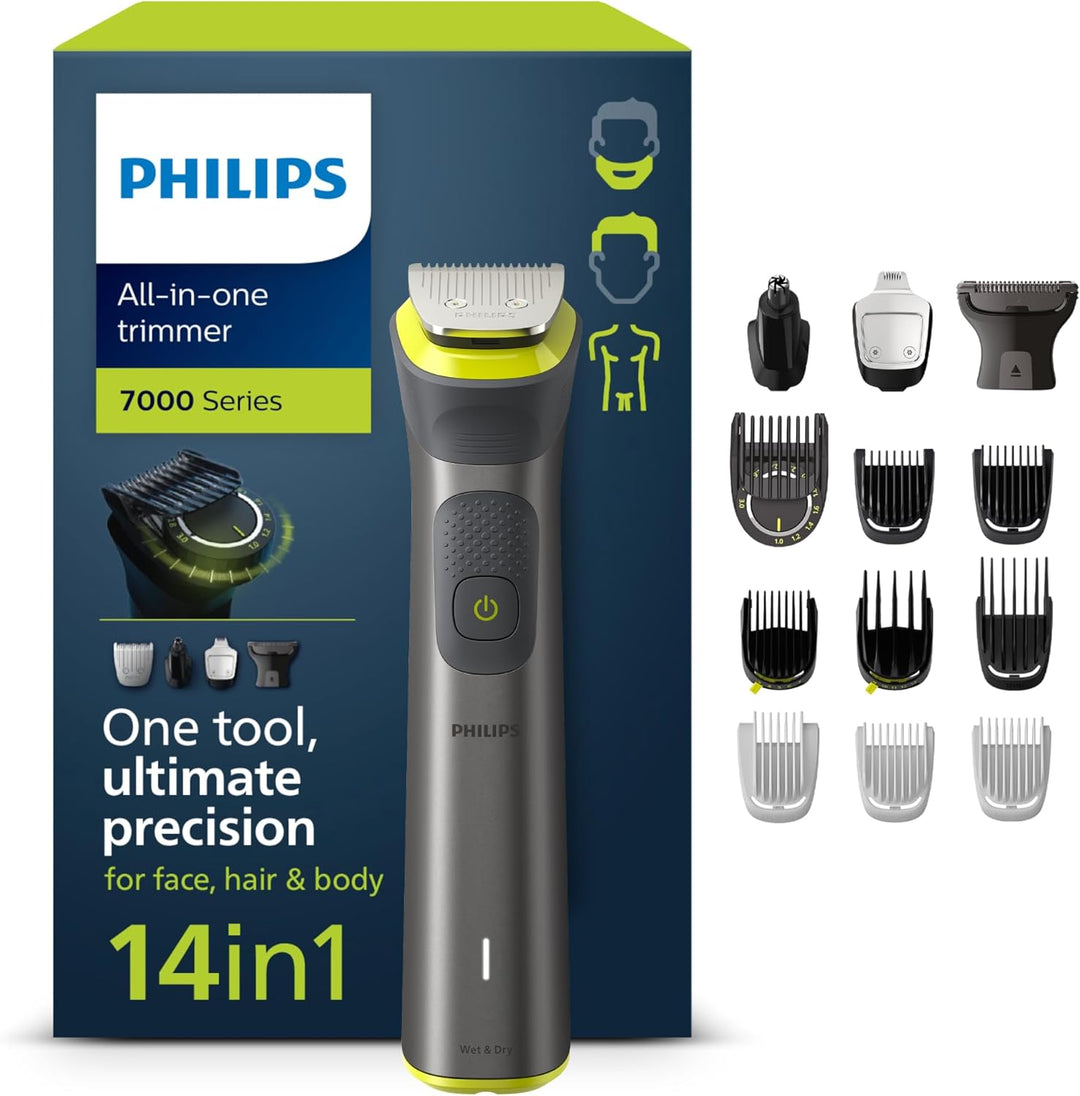 Philips Multigroom Series 7000, All-in-One-Trimmer, 14-in-1 Barttrimmer und Haarschneider für Gesich