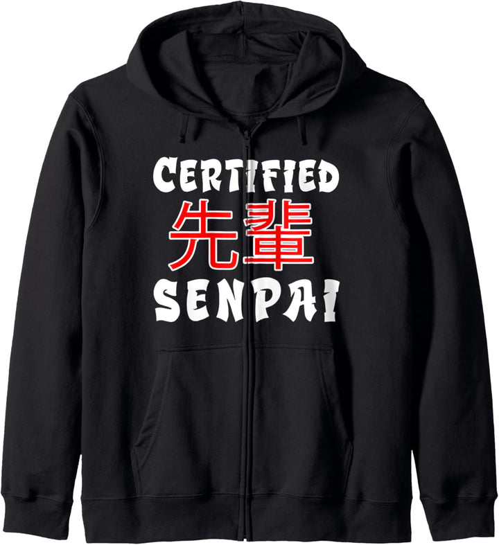 Certified Senpai Kanji Text Japanischer Spruch Kunst Kapuzenjacke