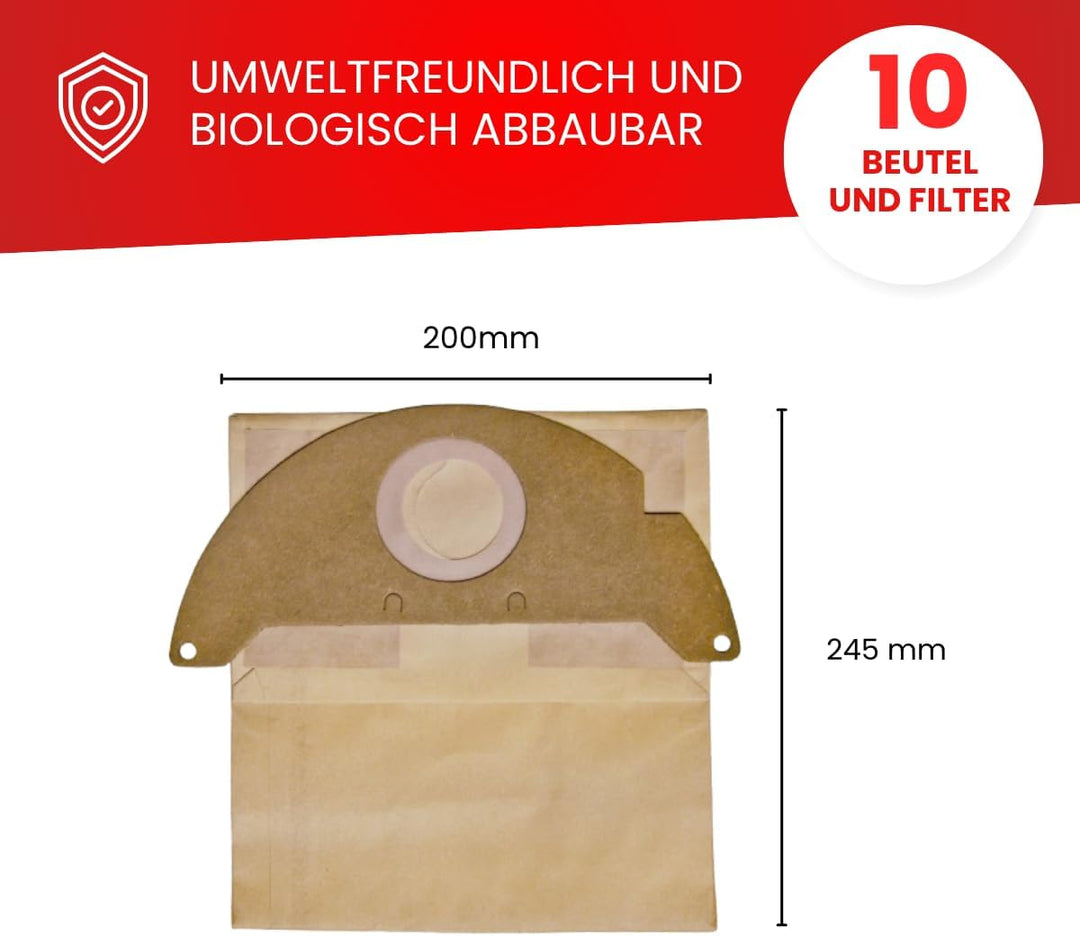 Invest - Staubsaugerbeutel Ersatz, Filtertüten Beutel Kompatibel mit Kärcher: A2000, A2003, A2004, A