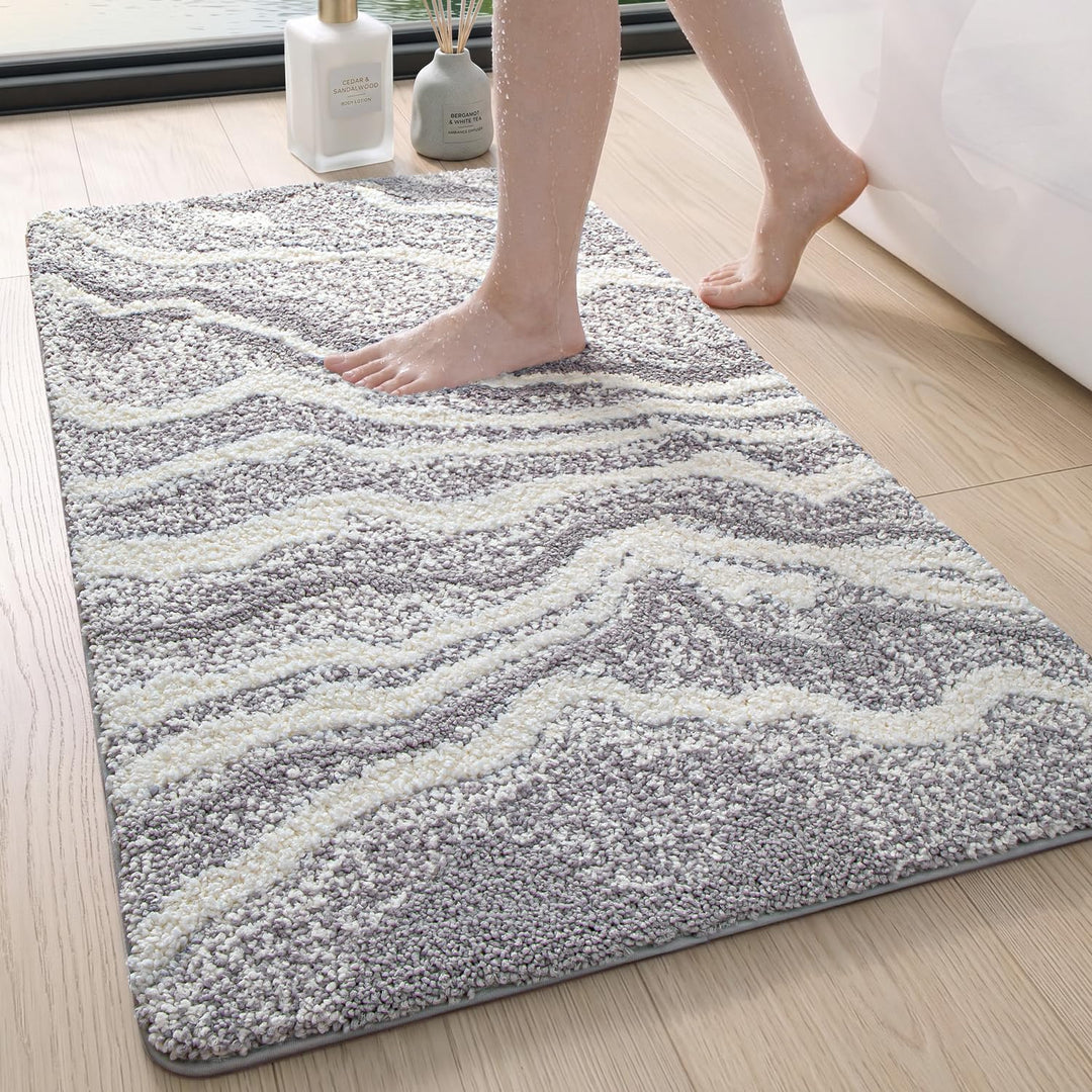 DEXI Badezimmerteppich 60 x 110 cm, Badvorleger rutschfest waschbar, Badematte Mikrofaser Saugfähig,