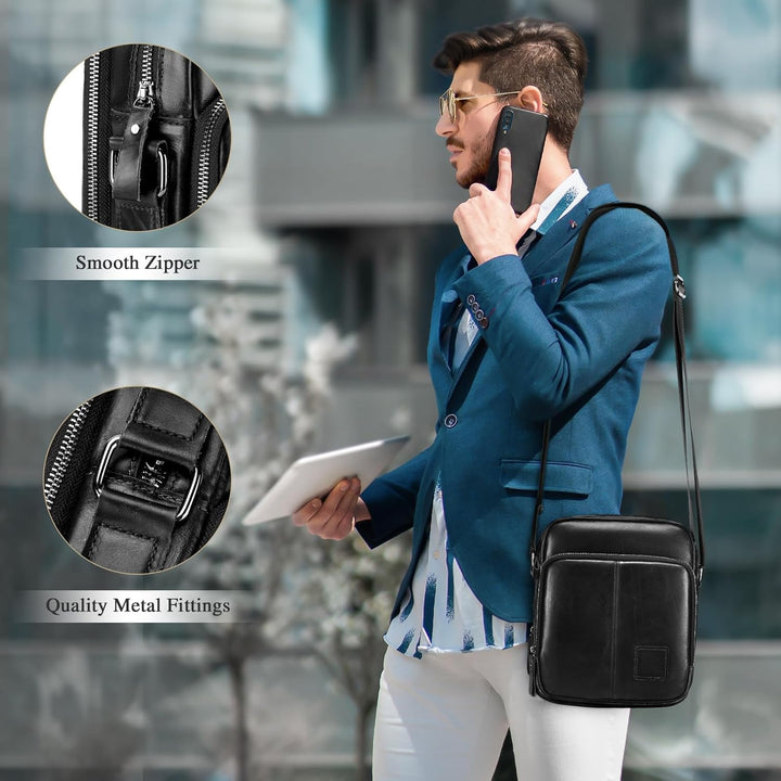 BAIGIO Schultertasche Umhängetasche Herren Leder Vintage Herrentasche Messenger Bag mit Schultergurt