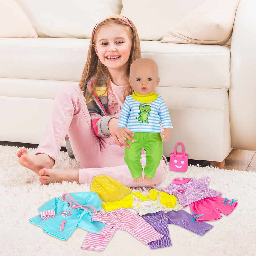 7 Teile Kleidung und Zubehör für Puppen 35-45 cm und 14-18 Zoll Farbige Puppenkleidung Enthält Obert