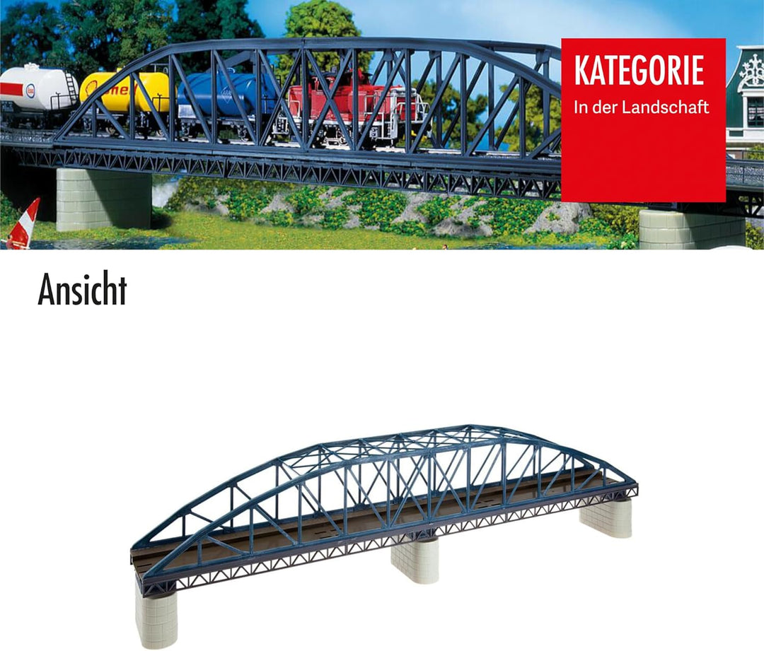 FALLER Bogenbrücke Modellbausatz mit 51 Einzelteilen 564 x 76 x 109 mm I Modelleisenbahn Zubehör H0