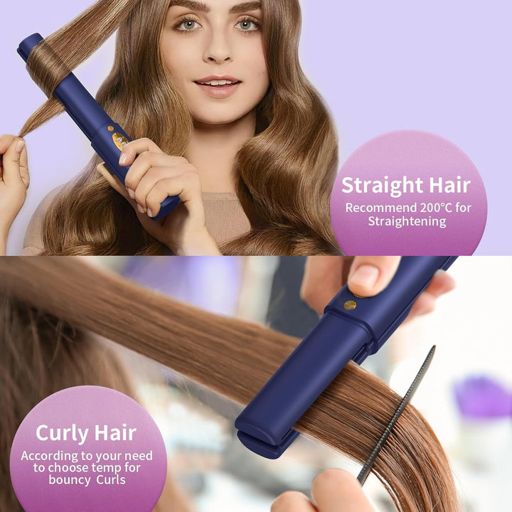 OBEST Glätteisen Kabellos, 2 in 1 Glätteisen Locken und Glätten, Wiederaufladbares Tragbares USB Haa