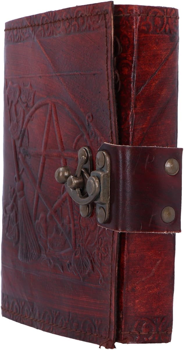 Nemesis Now Tagebuch mit Pentagramm, geprägtes Leder, mit Schloss, 20 cm, Braun