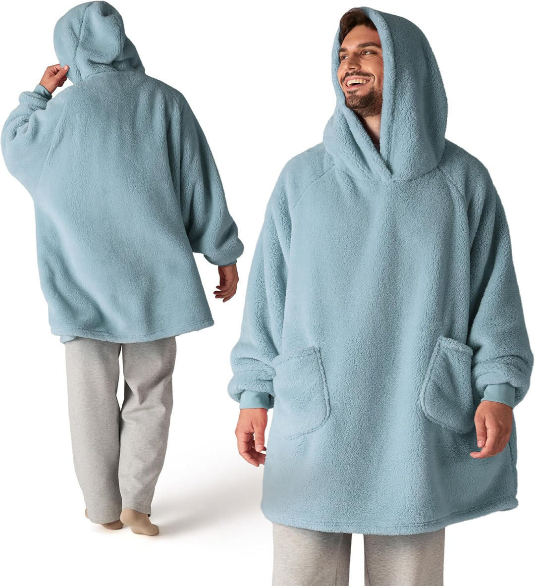 BEDSURE Hoodie Decke mit Ärmeln Deckenpullover - Tragbare Decke zum Anziehen Erwachsene xxl, Übergro
