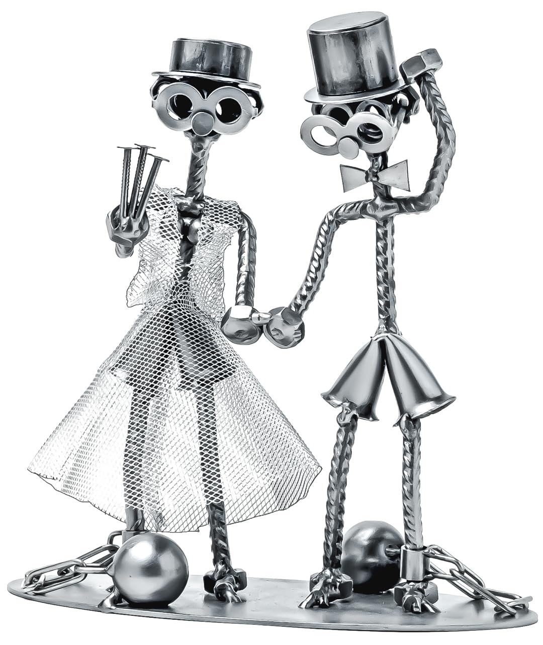STEEMO Schraubenmännchen Brautpaar Hochzeit 4EVER Geschenk Metall-Deko 18x10x20 cm
