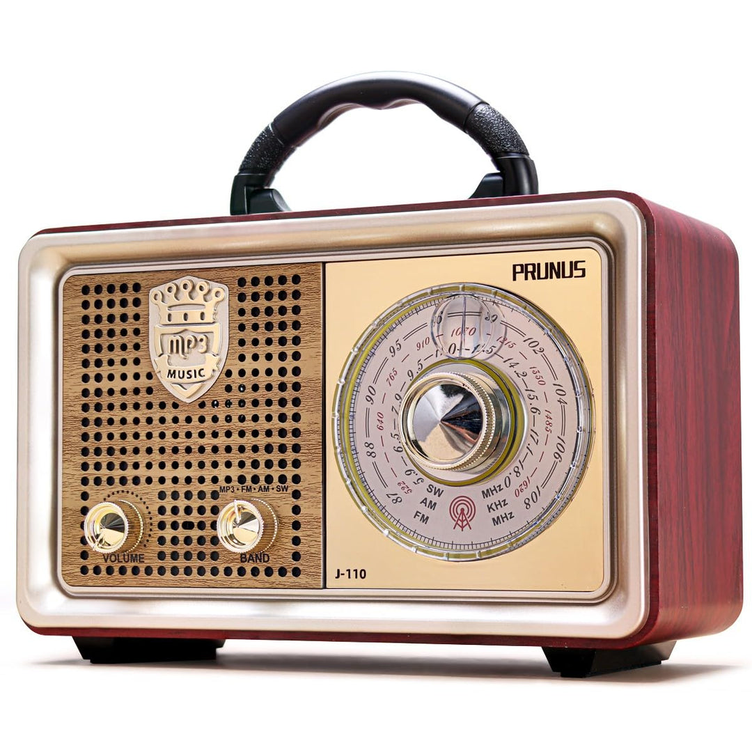 PRUNUS J-110 AM/FM/SW Kofferradio Retro Radio mit Bluetooth, Nostalgie Radio mit Gehäuse in Holzopti