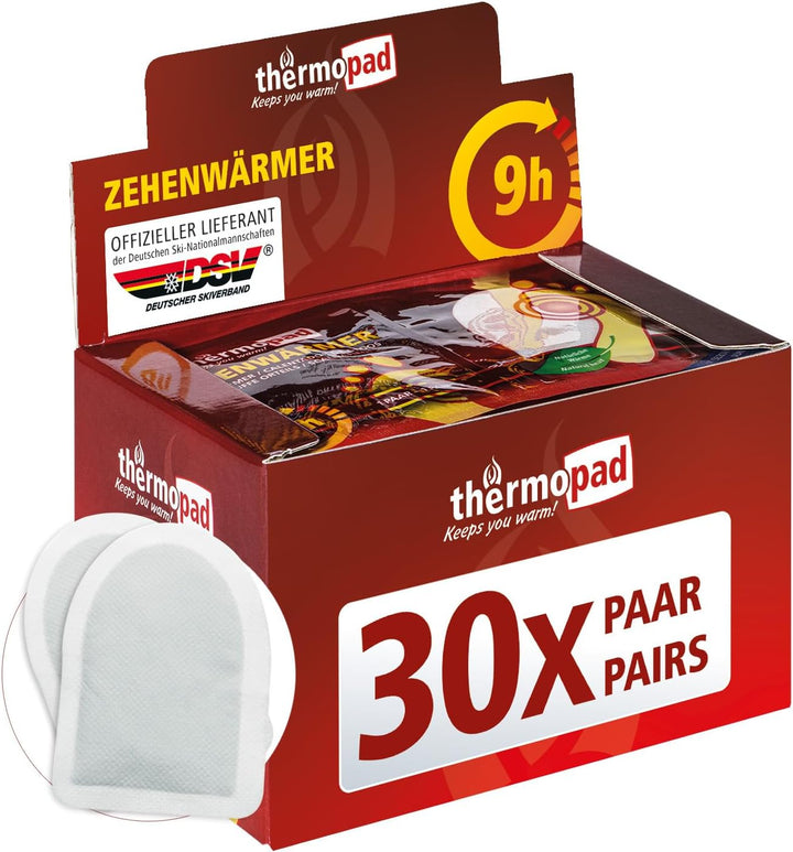 THERMOPAD Zehenwärmer - DAS ORIGINAL: 30 Paar Wärmepads für 8 Stunden Wärme | Sofort einsatzbereiter