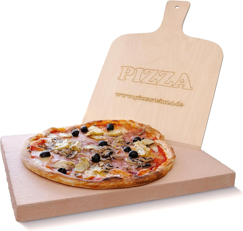 PIZZASTEIN - BROTBACKSTEIN Set, extra dicker lebensmittelechter Schamottestein eckig 40 x 30 x 3 cm