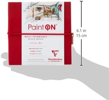 Clairefontaine 975430C - Skizzenbuch mit Fadenbindung, 64 Blatt Zeichenpapier PaintOn weiss, 14x14 c