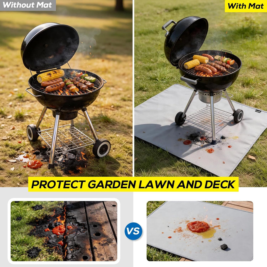 100 x 150 cm Grillunterlage für Aussengrills, doppelseitige feuerfeste Grillunterlage, wasserdichte,