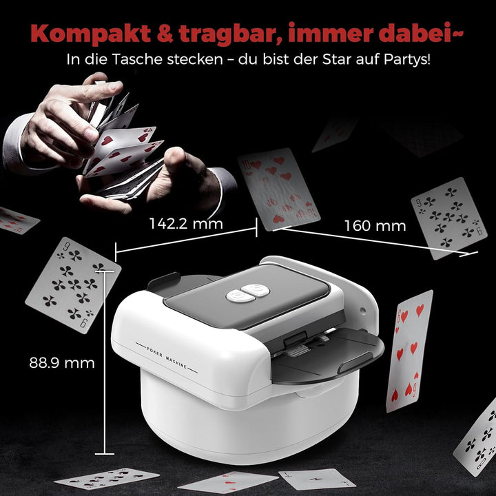 Automatischer Kartenmischer, 2 Laufmodi, Aufladbar mit Langzeit-Batterie, Geräuschlos, für UNO, Poke