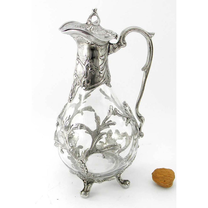 Cavagnini Geblasene Glaskanne Hartzinn Jugendstil 100% Made in Italy Kunsthandwerk